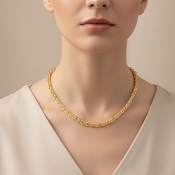 Shop Lc La Bella Italian Wheat Chain Necklace In 14K Yellow Gold Over Sterling Silver 32.5 Grams 20 Inches