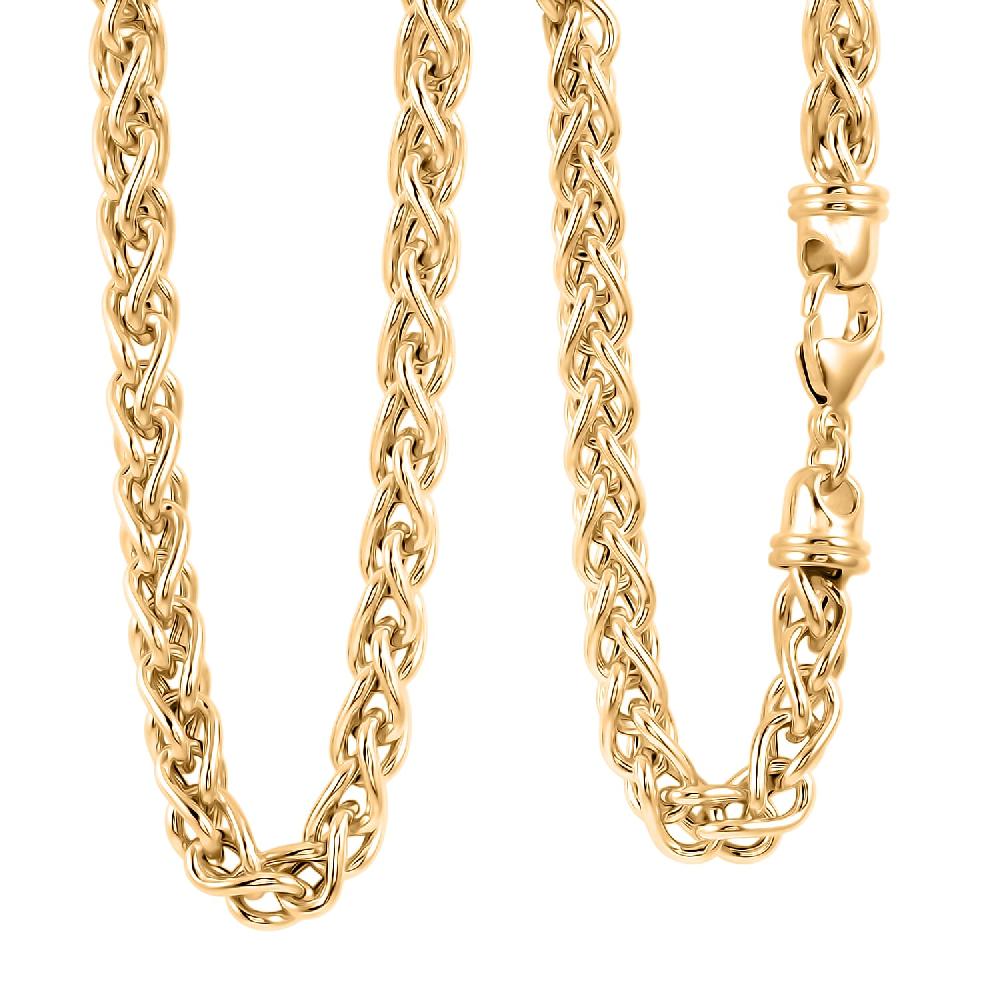 shop lc La Bella Italian Wheat Chain Necklace in 14K Yellow Gold Over Sterling Silver 32.5 Grams 20 Inches