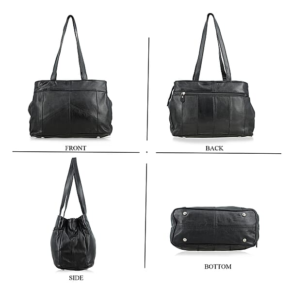 Shop Lc La Marey Black Genuine Leather Handbag With Matching Faux Shoulder Strap