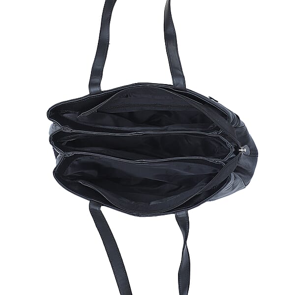 Shop Lc La Marey Black Genuine Leather Handbag With Matching Faux Shoulder Strap