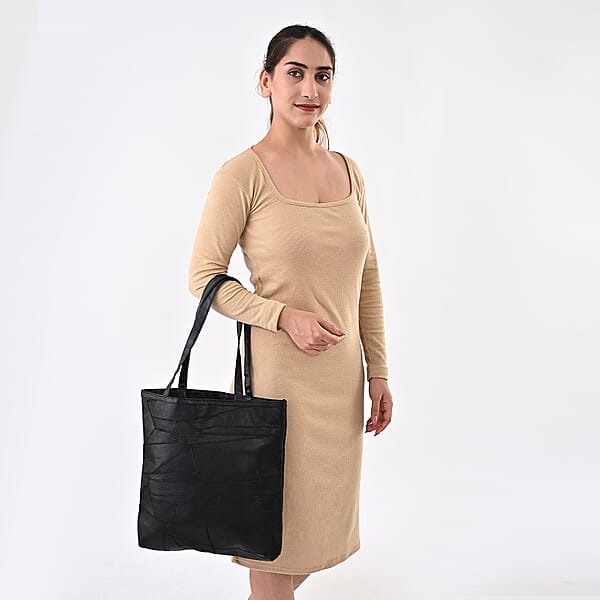 Shop Lc La Marey Black Genuine Leather Handbag With Matching Faux Shoulder Strap