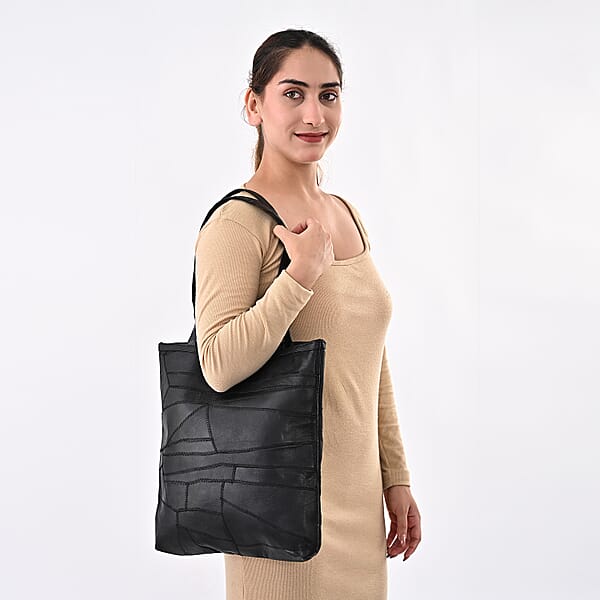 Shop Lc La Marey Black Genuine Leather Handbag With Matching Faux Shoulder Strap