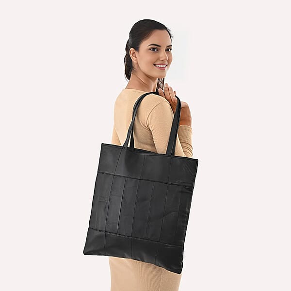 Shop Lc La Marey Black Genuine Leather Shoulder Bag With Faux Leather Strap