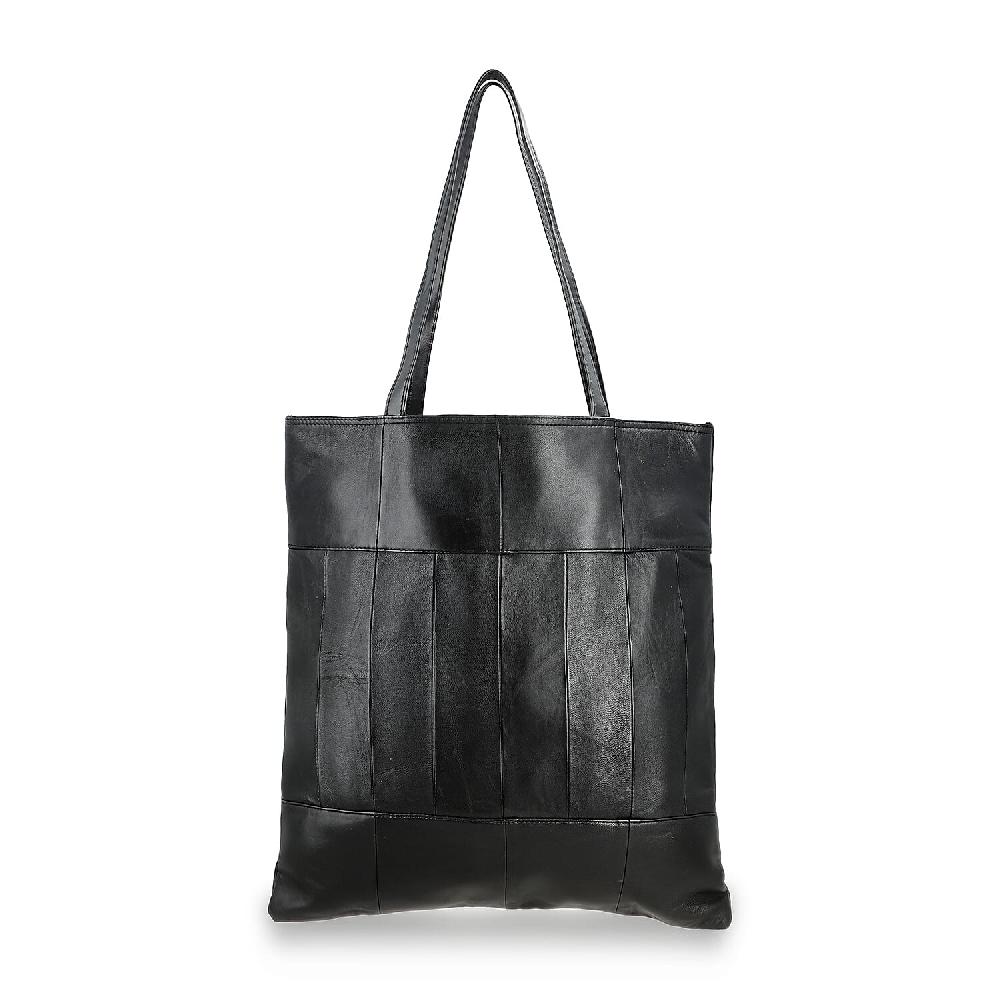 shop lc La Marey Black Genuine Leather Shoulder Bag with Faux Leather Strap