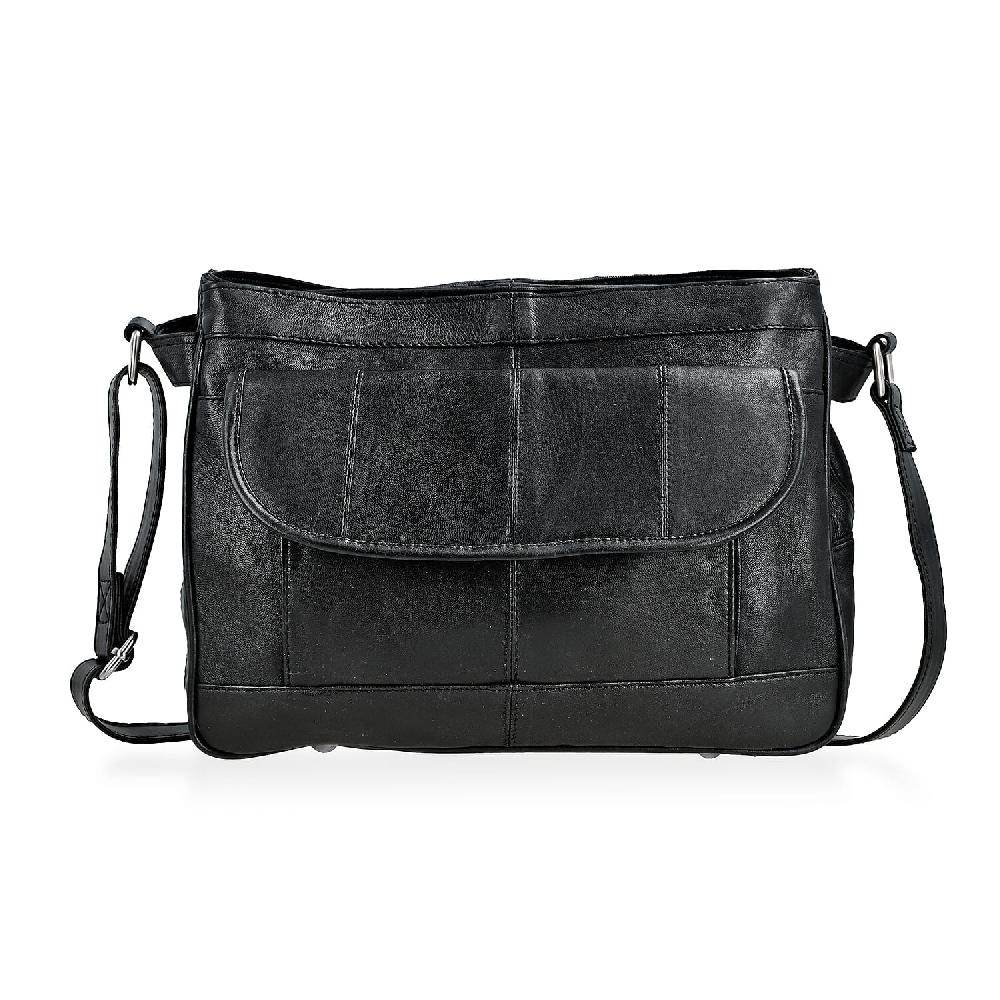 shop lc La Marey Black Genuine Leather Shoulder with Faux Leather Strap