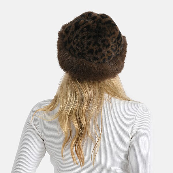 Shop Lc LA MAREY Brown Leopard Pattern Faux Fur Hat
