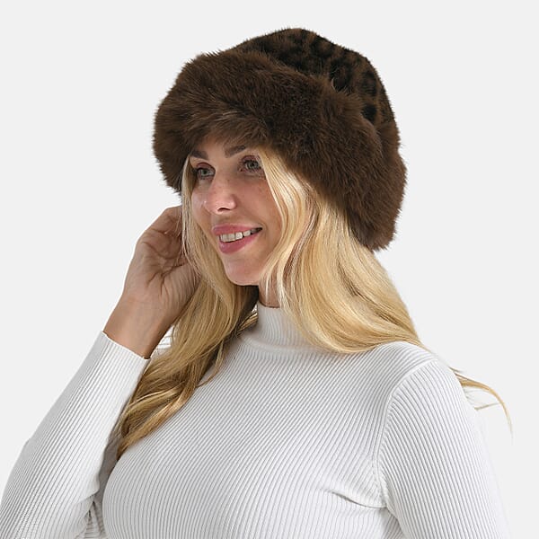 Shop Lc LA MAREY Brown Leopard Pattern Faux Fur Hat