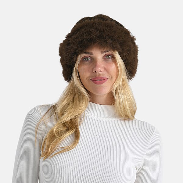 Shop Lc LA MAREY Brown Leopard Pattern Faux Fur Hat