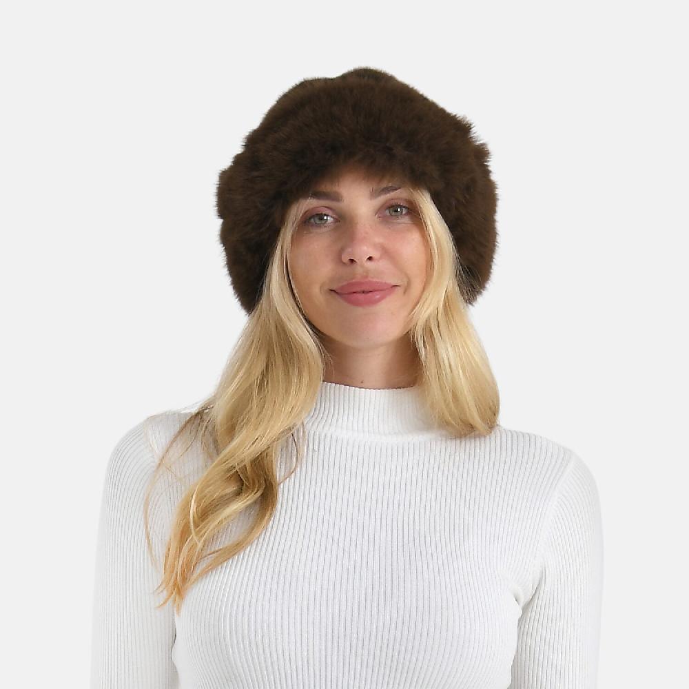 shop lc LA MAREY Brown Leopard Pattern Faux Fur Hat