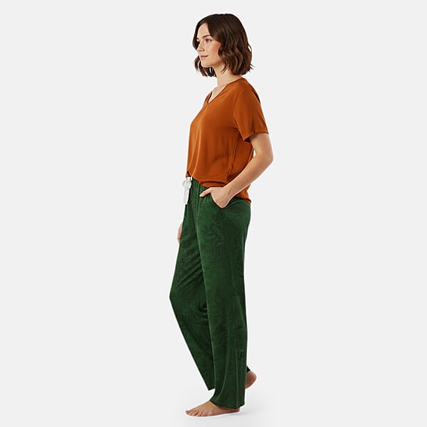 Shop Lc La Marey Green And Brown Casual Basic Tops And Flowy Wide Leg Pants - One Size Fits Most