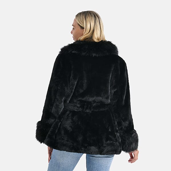 Shop Lc LA MAREY Luxe Faux Fur Belted Jacket With Sueded Interior