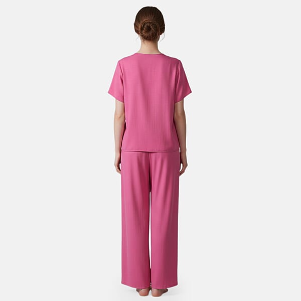 Shop Lc La Marey Rose Floral Short Sleeve Top And Wide Leg Pants - One Size Fits Most