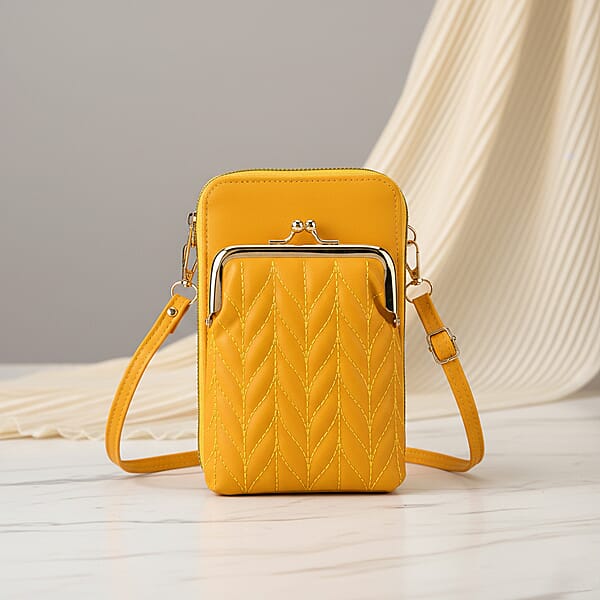Shop Lc La Marey Yellow Faux Leather Crossbody Cell Phone Bag