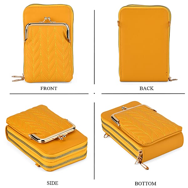 Shop Lc La Marey Yellow Faux Leather Crossbody Cell Phone Bag