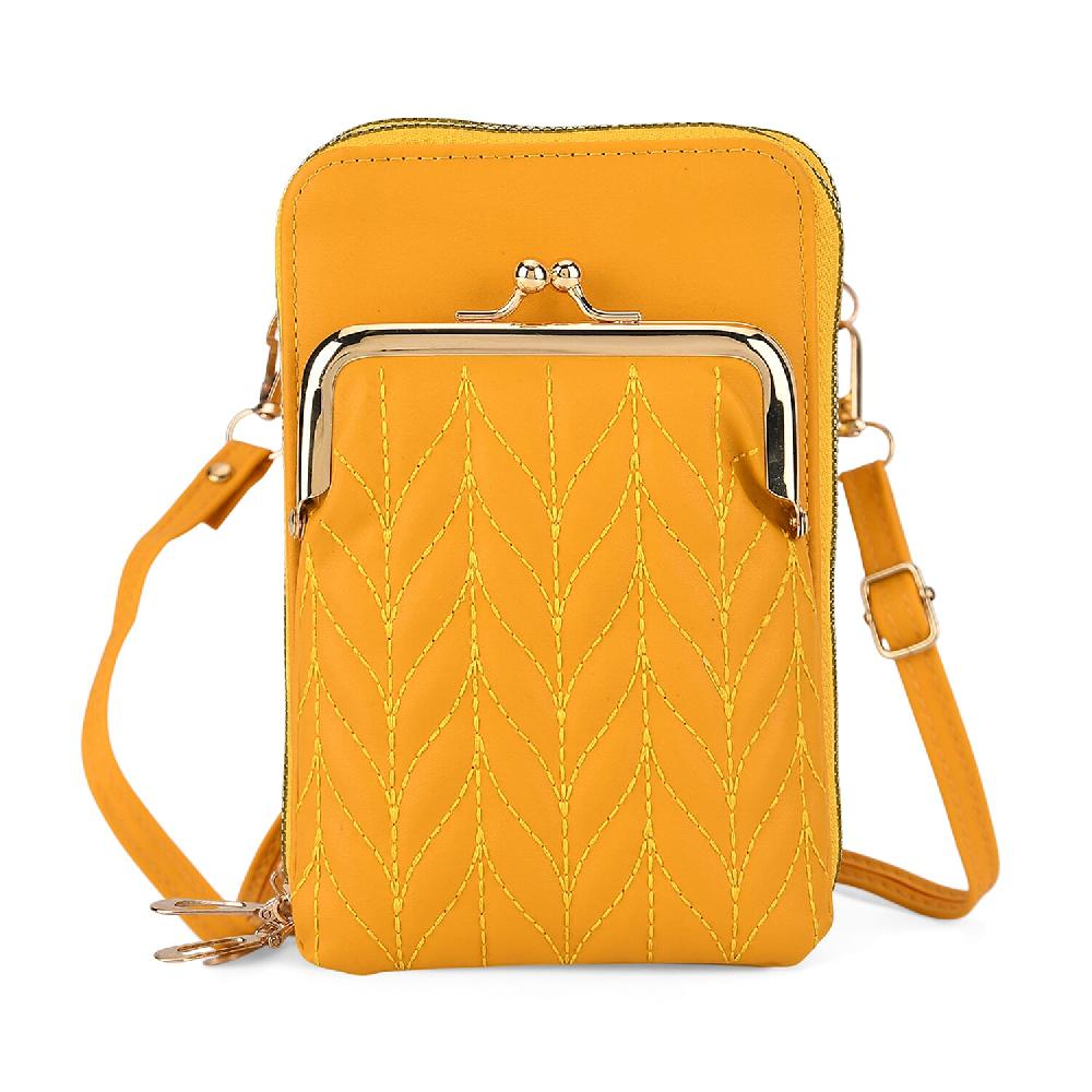 shop lc La Marey Yellow Faux Leather Crossbody Cell Phone Bag