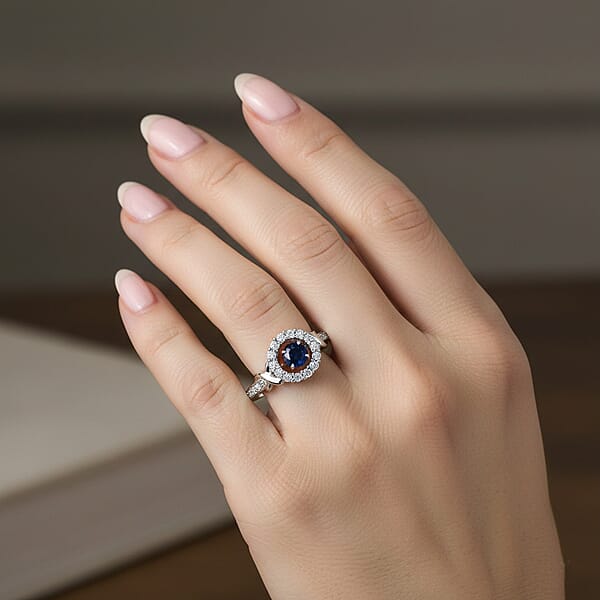 Shop Lc Lab Created Blue And White Sapphire Ring In Sterling Silver 1.00 Ctw