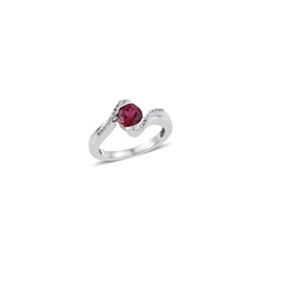 Shop Lc Lab Created White Sapphire And Lab Created Ruby Ring In Sterling Silver