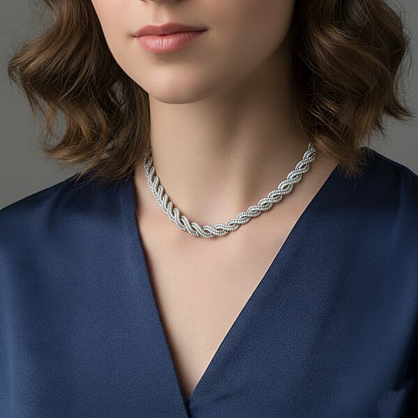Shop Lc Lab Grown Diamond 12.20 Ctw Intertwined Destiny Necklace In Rhodium Over Sterling Silver 20 Inches