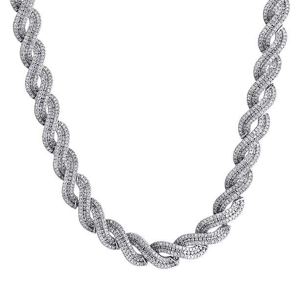 Shop Lc Lab Grown Diamond 12.20 Ctw Intertwined Destiny Necklace In Rhodium Over Sterling Silver 20 Inches