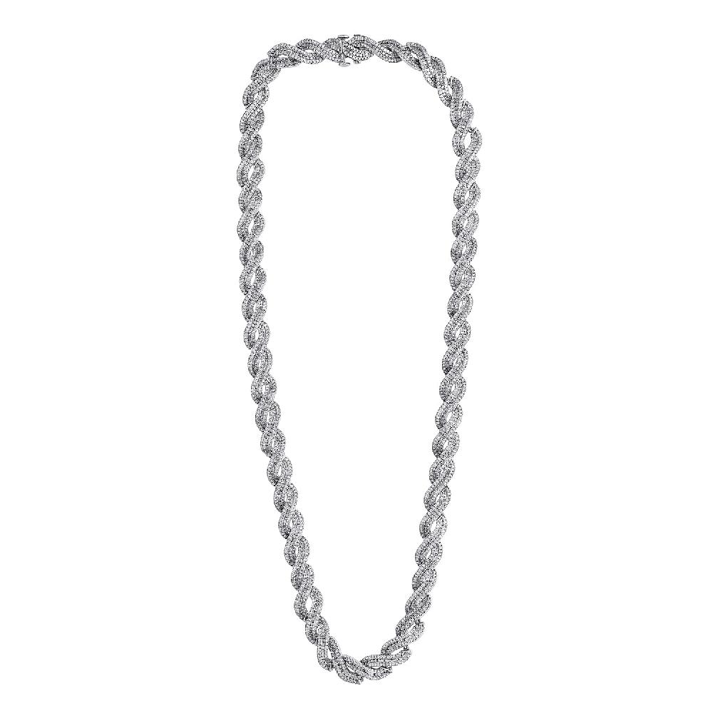 shop lc Lab Grown Diamond 12.20 ctw Intertwined Destiny Necklace in Rhodium Over Sterling Silver 20 Inches
