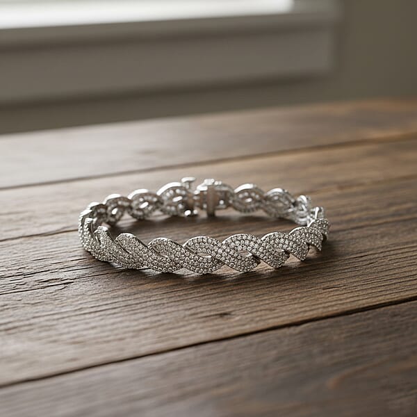 Shop Lc Lab Grown Diamond I1-I2 5.20 Ctw Intertwined Destiny Bracelet In Rhodium Over Sterling Silver (8.00 In)