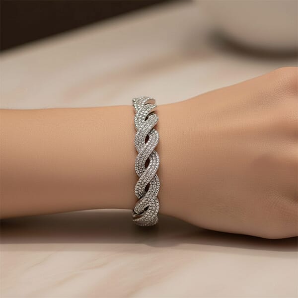 Shop Lc Lab Grown Diamond I1-I2 5.20 Ctw Intertwined Destiny Bracelet In Rhodium Over Sterling Silver (8.00 In)