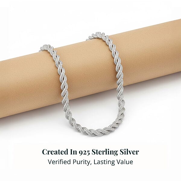 Shop Lc Lab Grown Diamond Intertwined Necklace In Rhodium Over Sterling Silver 12.20 Ctw (20 Inches)