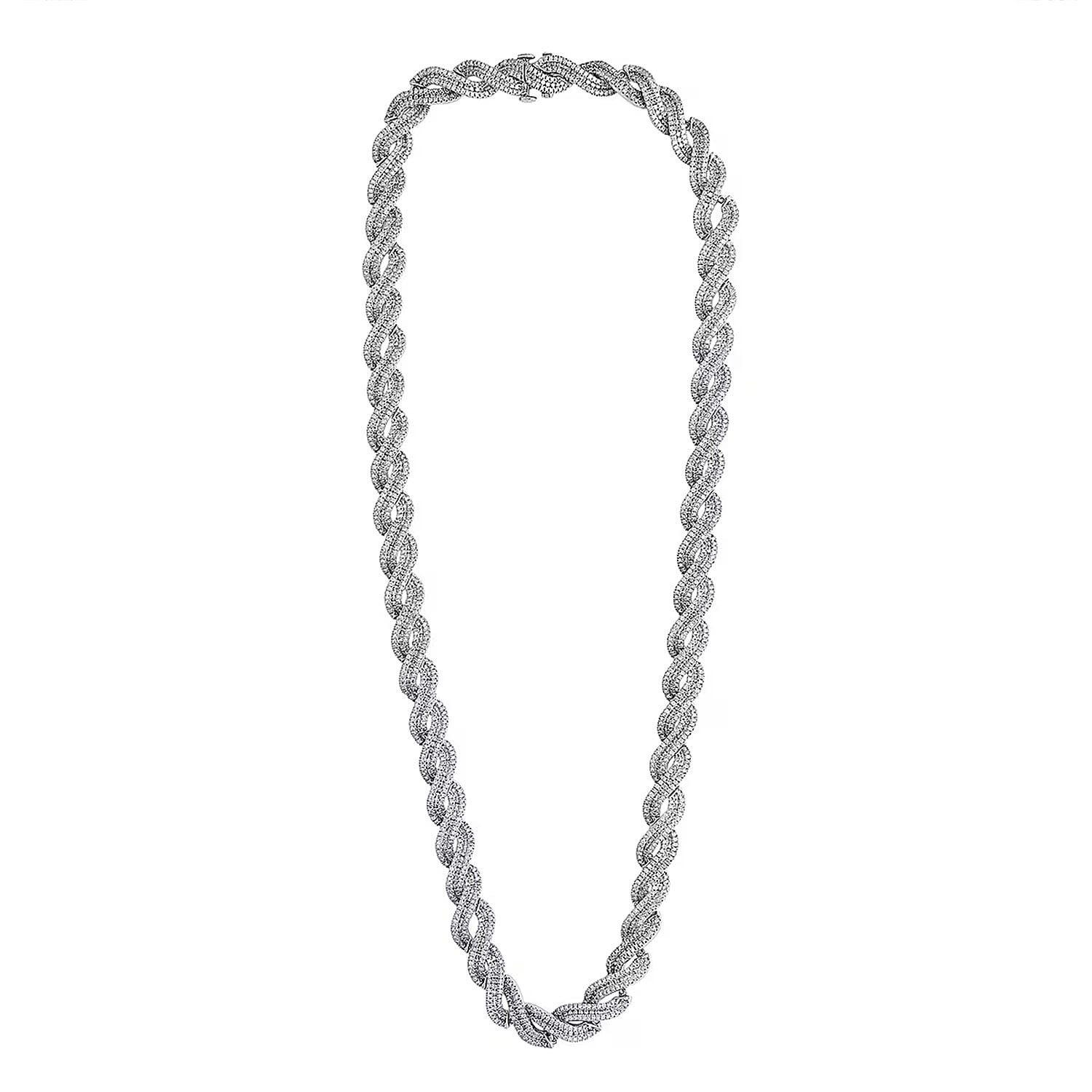 shop lc Lab Grown Diamond Intertwined Necklace in Rhodium Over Sterling Silver 12.20 ctw (20 Inches)