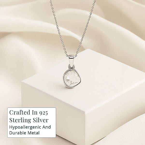 Shop Lc Lab Grown Polki Diamond 0.25 Ctw Pendant Necklace 18 Inches In Sterling Silver
