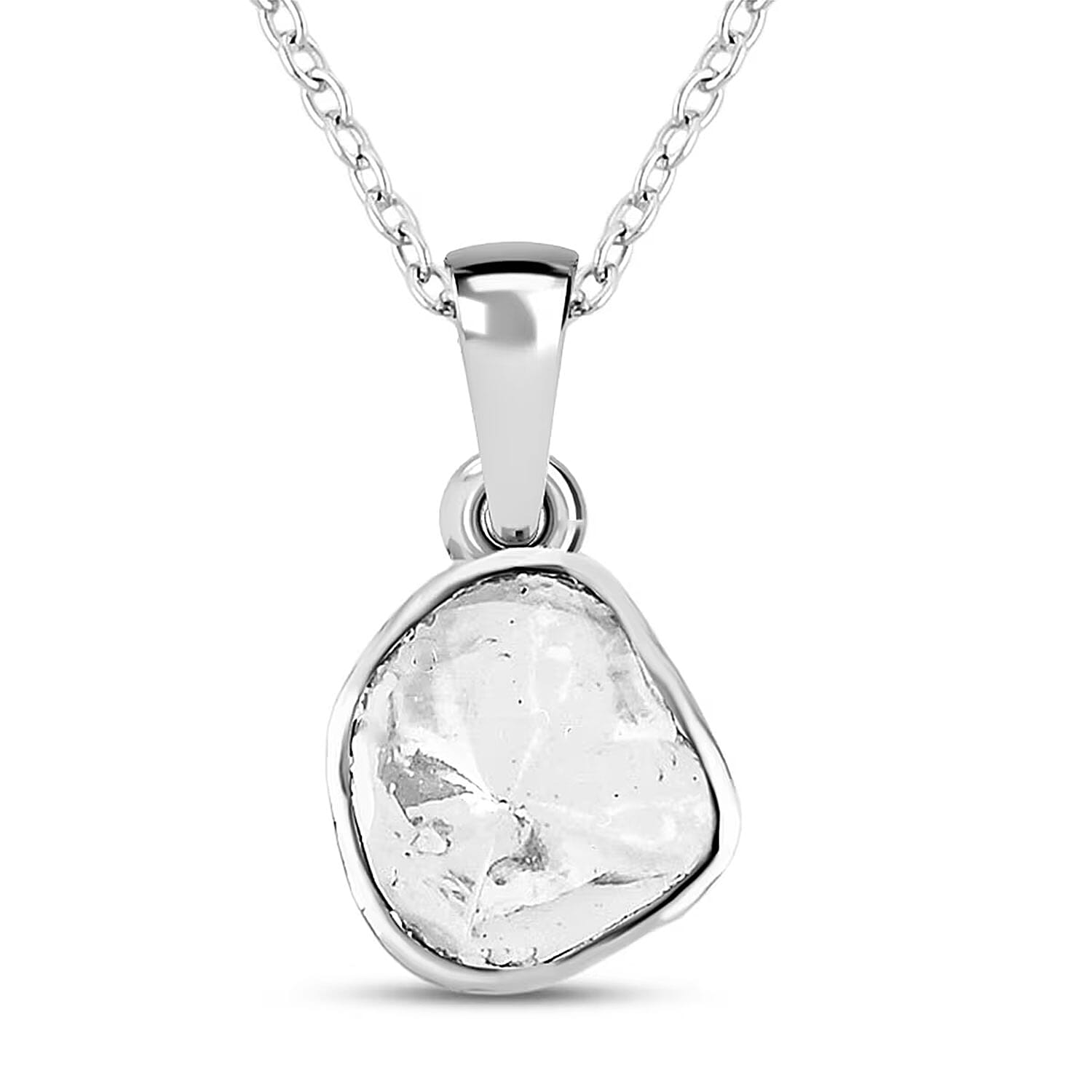 shop lc Lab Grown Polki Diamond 0.25 ctw Pendant Necklace 18 Inches in Sterling Silver