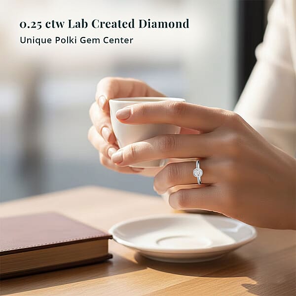 Shop Lc Lab Grown Polki Diamond Ring In Sterling Silver 0.25 Ctw