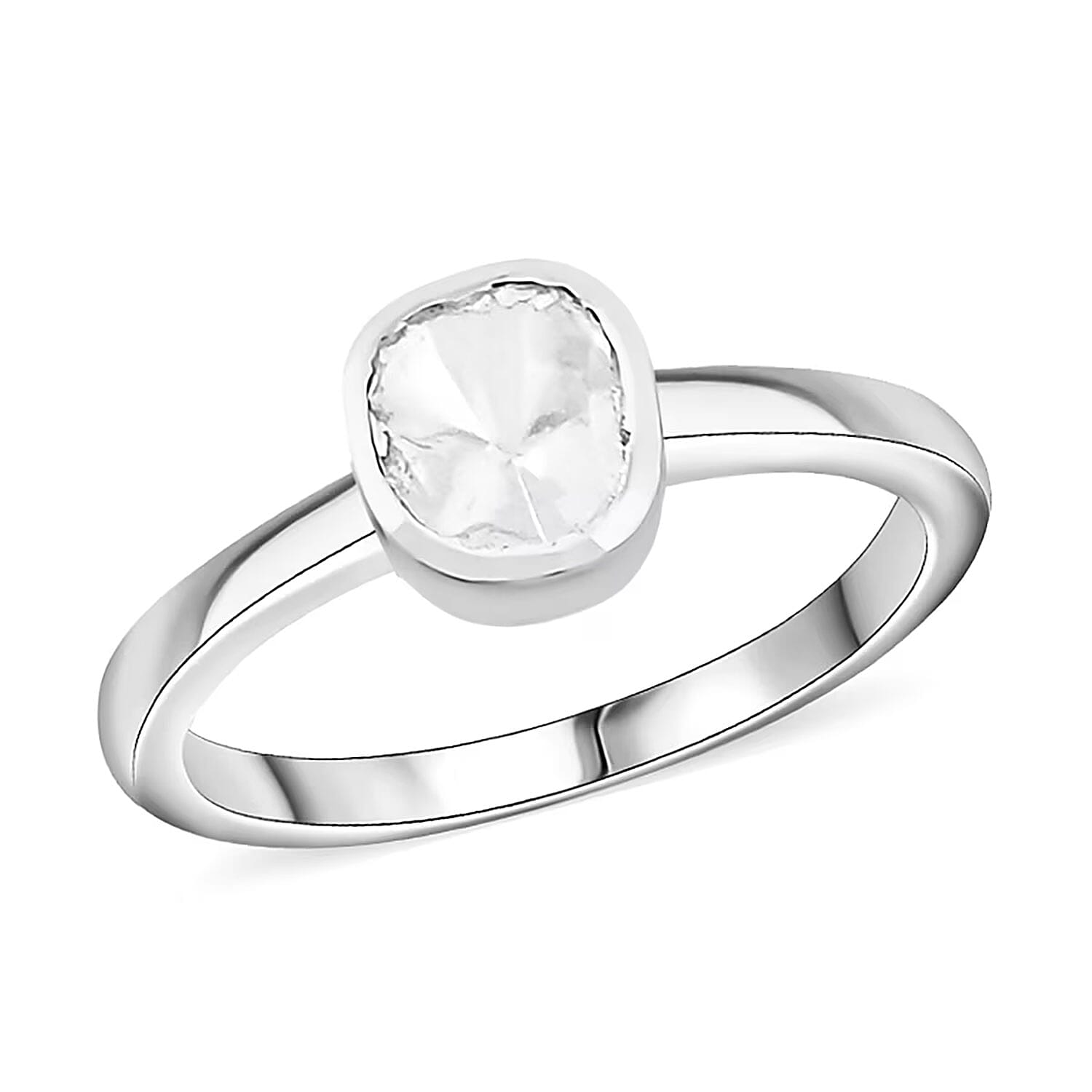 shop lc Lab Grown Polki Diamond Ring in Sterling Silver 0.25 ctw