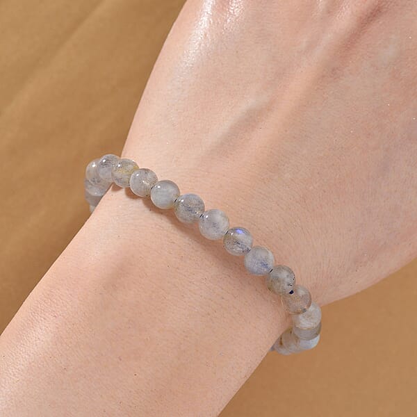Shop Lc Labradorite 350.00 Ctw Large Palm And Beaded Stretch Bracelet