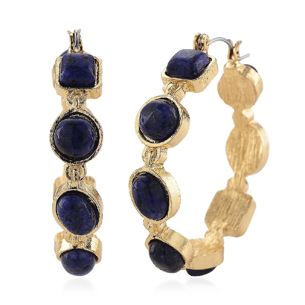 shop lc Lapis Lazuli 50.00 ctw Hoop Earrings in Goldtone