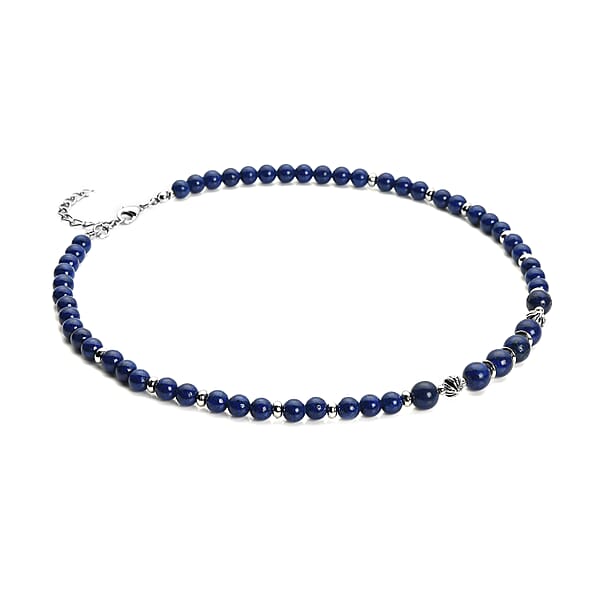 Shop Lc Lapis Lazuli And Resin 143.00 Ctw Beaded Necklace In Silvertone 18-20 Inches