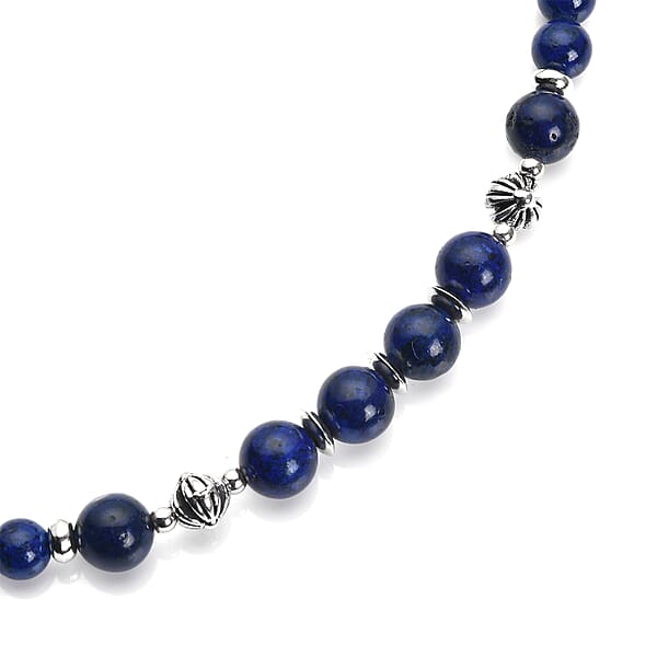 Shop Lc Lapis Lazuli And Resin 143.00 Ctw Beaded Necklace In Silvertone 18-20 Inches