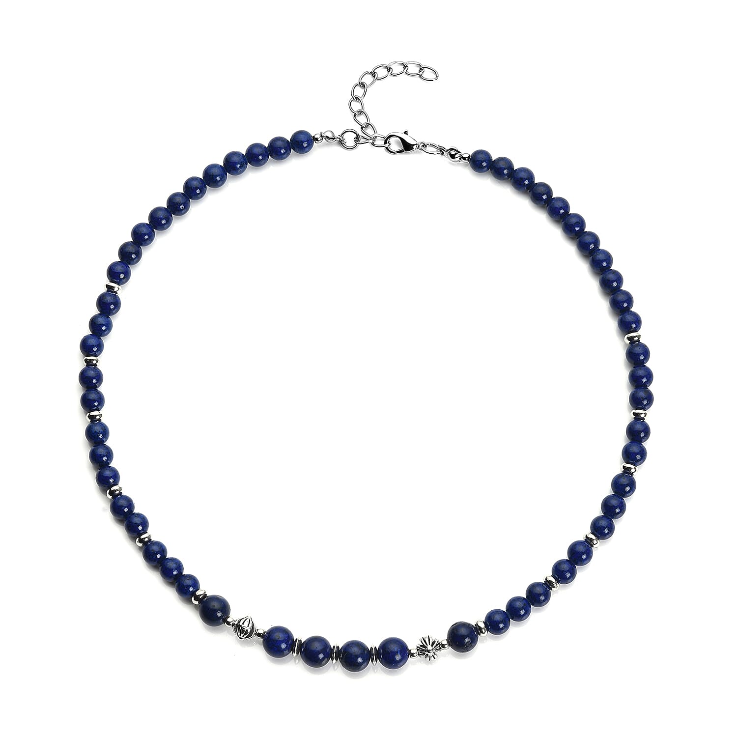 shop lc Lapis Lazuli and Resin 143.00 ctw Beaded Necklace in Silvertone 18-20 Inches