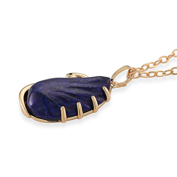 Shop Lc Lapis Lazuli Simulated Black Diamond 25.00 Ctw Carved Swan Pendant Necklace In Goldtone 20 Inches