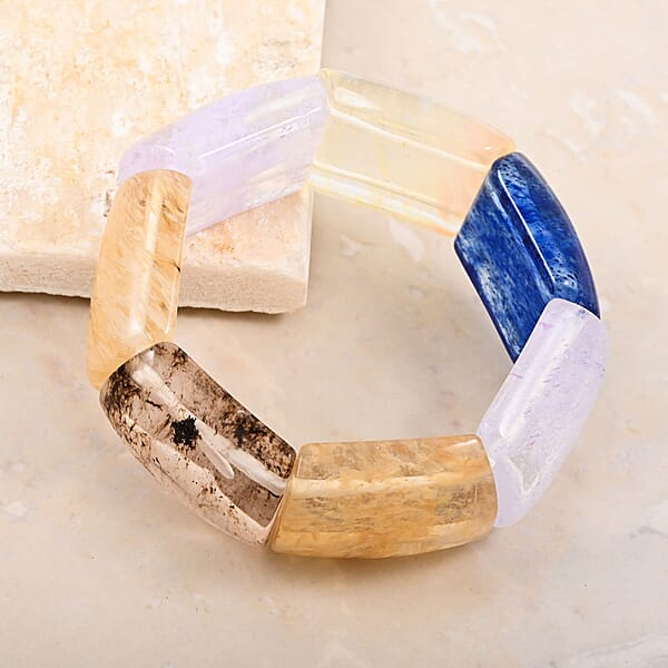 Shop Lc Large Section Multi-Quartz 321.15 Ctw Stretch Bracelet (6-7In)