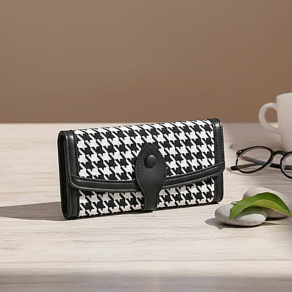 Shop Lc Las Vegas Closeout Deal BY:KY Black Houndstooth Pattern Faux Leather Wallet