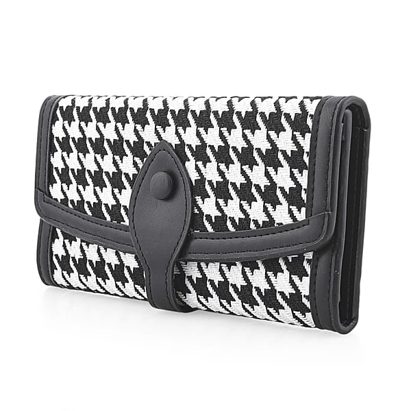 Shop Lc Las Vegas Closeout Deal BY:KY Black Houndstooth Pattern Faux Leather Wallet