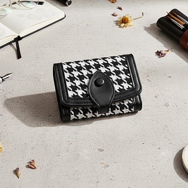 Shop Lc Las Vegas Closeout Deal BY:KY Black Houndstooth Pattern Faux Leather Wallet