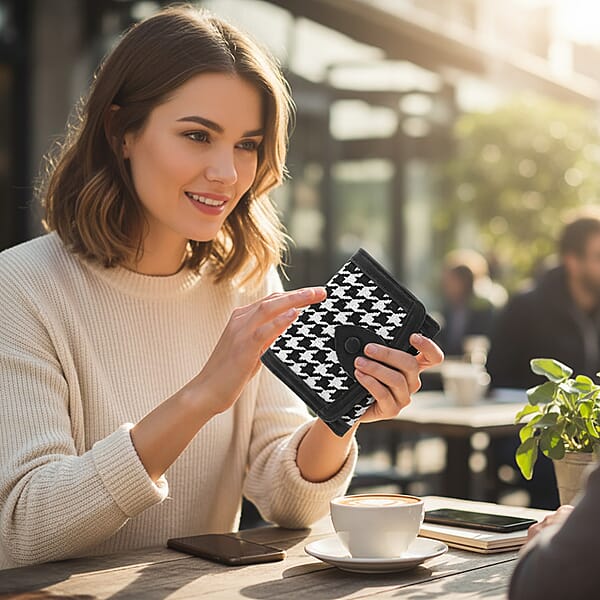 Shop Lc Las Vegas Closeout Deal BY:KY Black Houndstooth Pattern Faux Leather Wallet