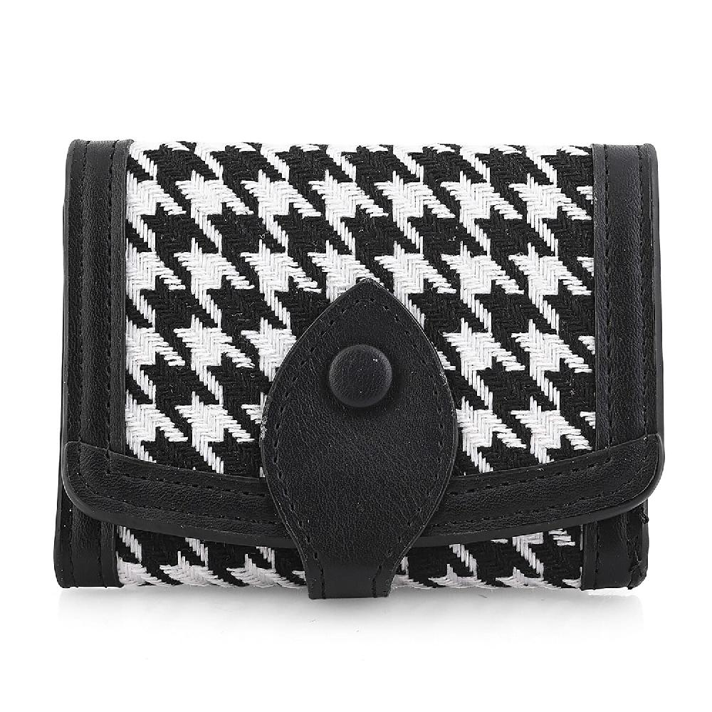 shop lc Las Vegas Closeout Deal BY:KY Black Houndstooth Pattern Faux Leather Wallet