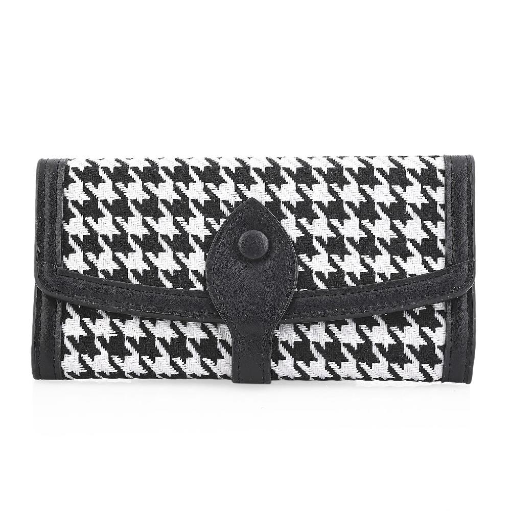 shop lc Las Vegas Closeout Deal BY:KY Black Houndstooth Pattern Faux Leather Wallet