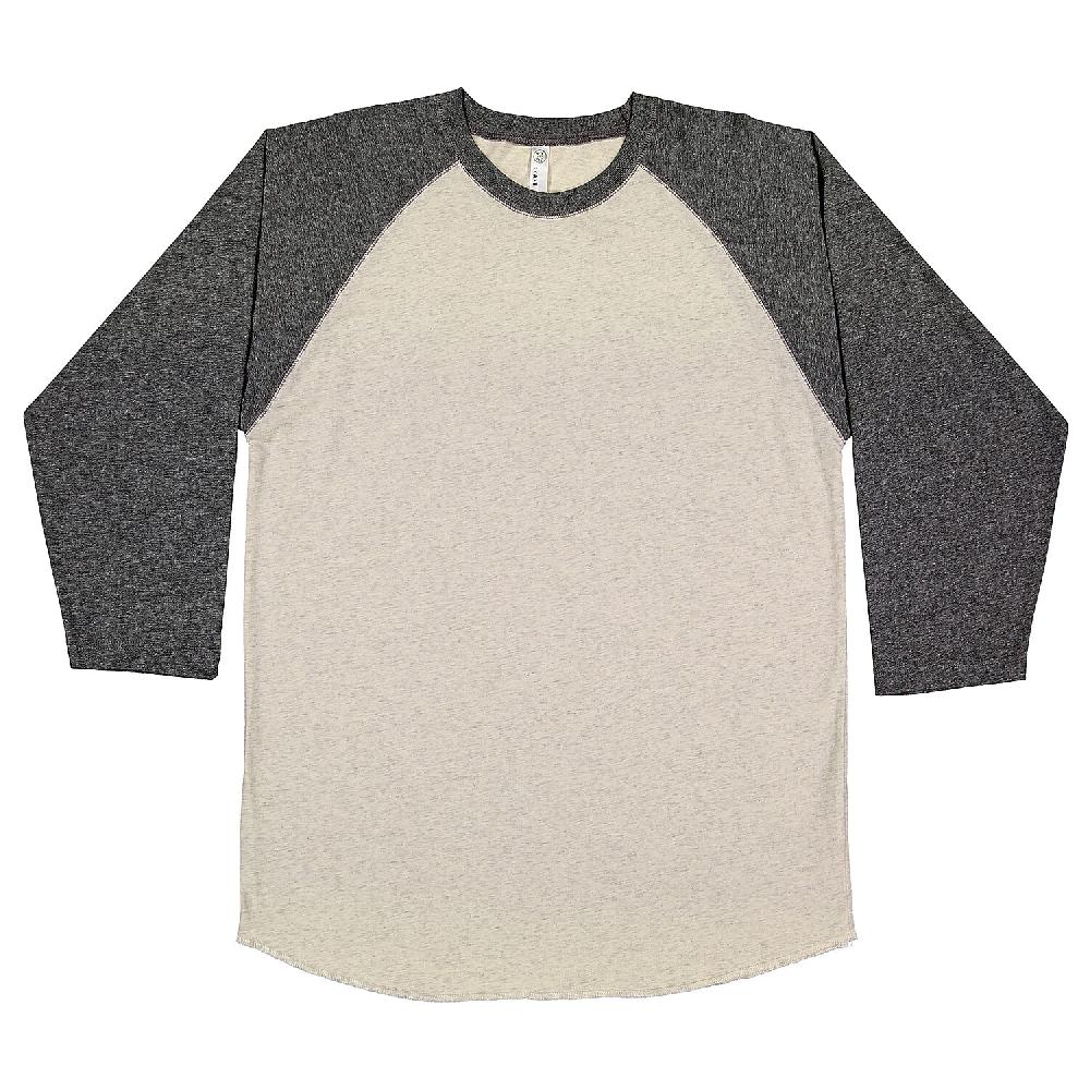 shop lc LAT Natural Heather 100% Cotton Fine Jersey 3/4 Raglan Sleeve Tee - XL