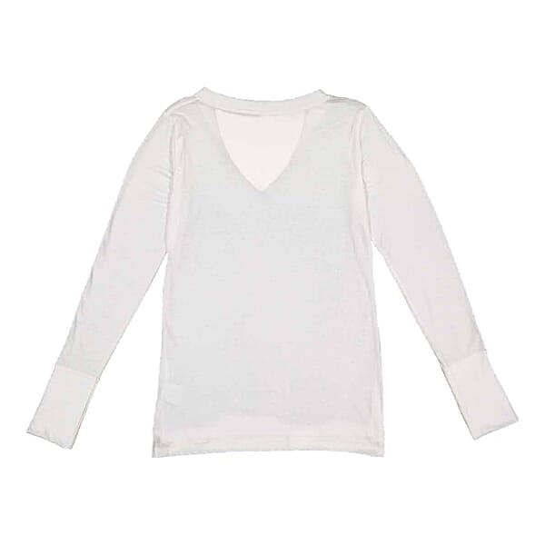 Shop Lc LAT White Long Sleeve Lace-Up Cotton Blend Fine Jersey Tee - M