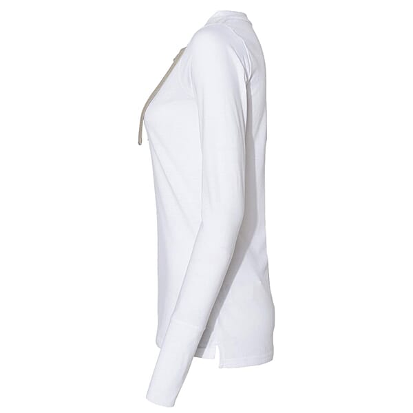 Shop Lc LAT White Long Sleeve Lace-Up Cotton Blend Fine Jersey Tee - M