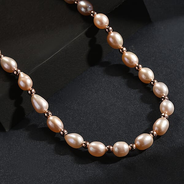 Shop Lc Lavender Pearl Necklace (18 Inches) In 18K Vermeil Rose Gold Over Sterling Silver