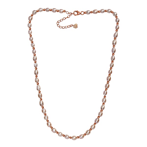Shop Lc Lavender Pearl Necklace (18 Inches) In 18K Vermeil Rose Gold Over Sterling Silver